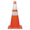 Tatco Traffic Cone, Plastic, 28" Height, 5 lbs, Orange/Silver 25900 - alternate 1